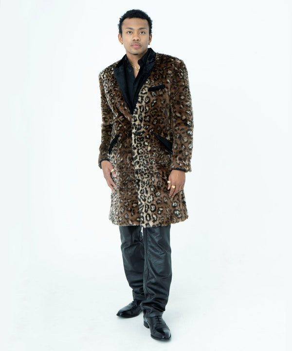 ヒョウ柄ファーコート　