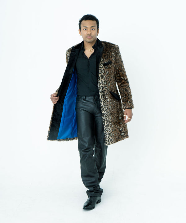 ヒョウ柄ファーコート　