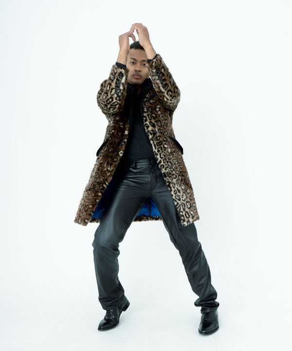 ヒョウ柄ファーコート　