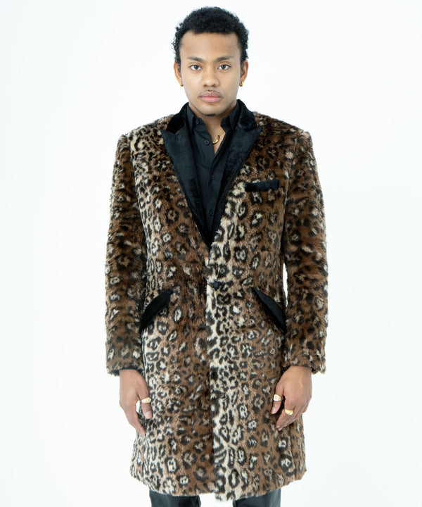 ヒョウ柄ファーコート　