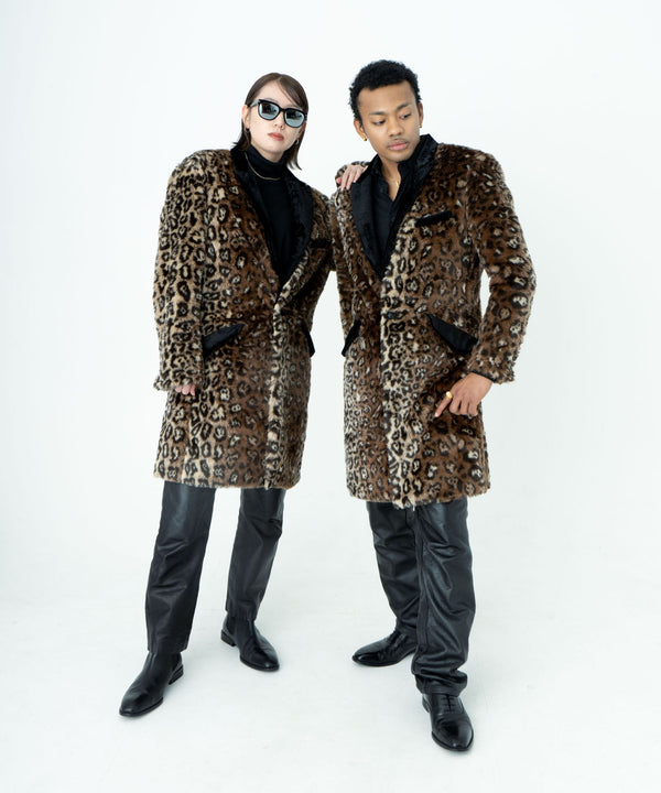 ヒョウ柄ファーコート　