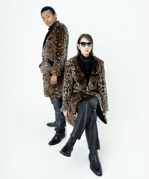 ヒョウ柄ファーコート　