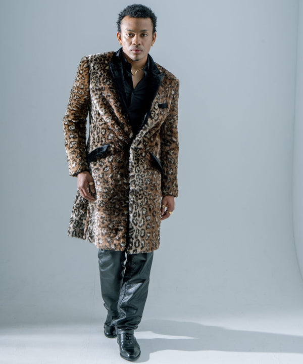 ヒョウ柄ファーコート　