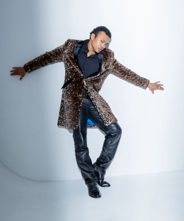 ヒョウ柄ファーコート　