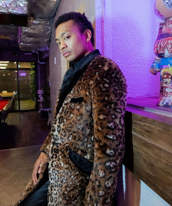 ヒョウ柄ファーコート　