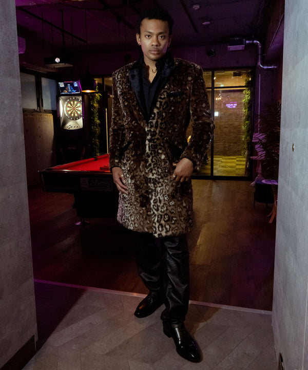 ヒョウ柄ファーコート　